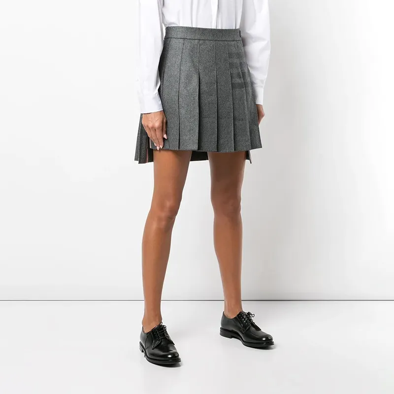 THOM BROWNE 4 Bar Stripe Pleated Skirt-2