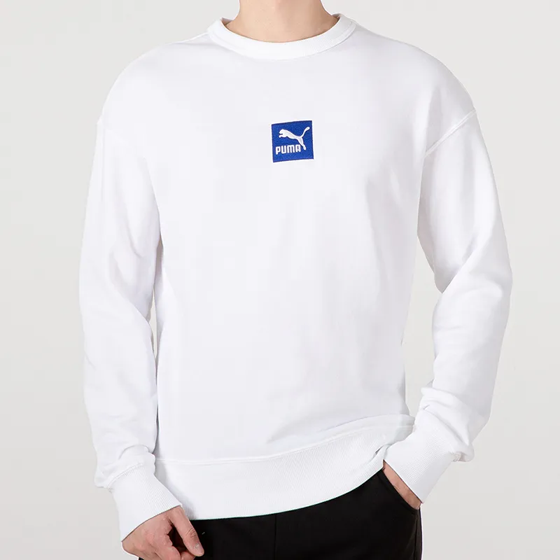 PUMA EMB Centre Logo Crew Sweatshirt Unisex White-2