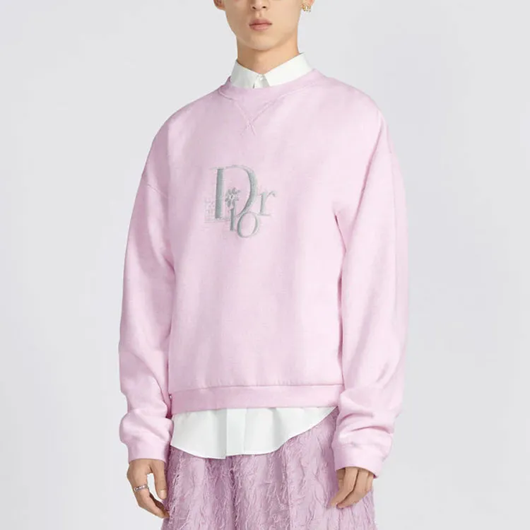 DIOR X ERL SS23 Oversized Sweatshirt Heathered Pink Cotton Fleece-2