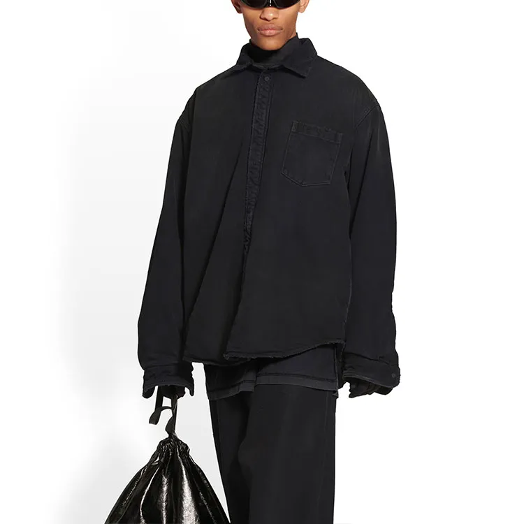 Balenciaga SS23 Denim Jacket Loose Fit Style Men's Black-4