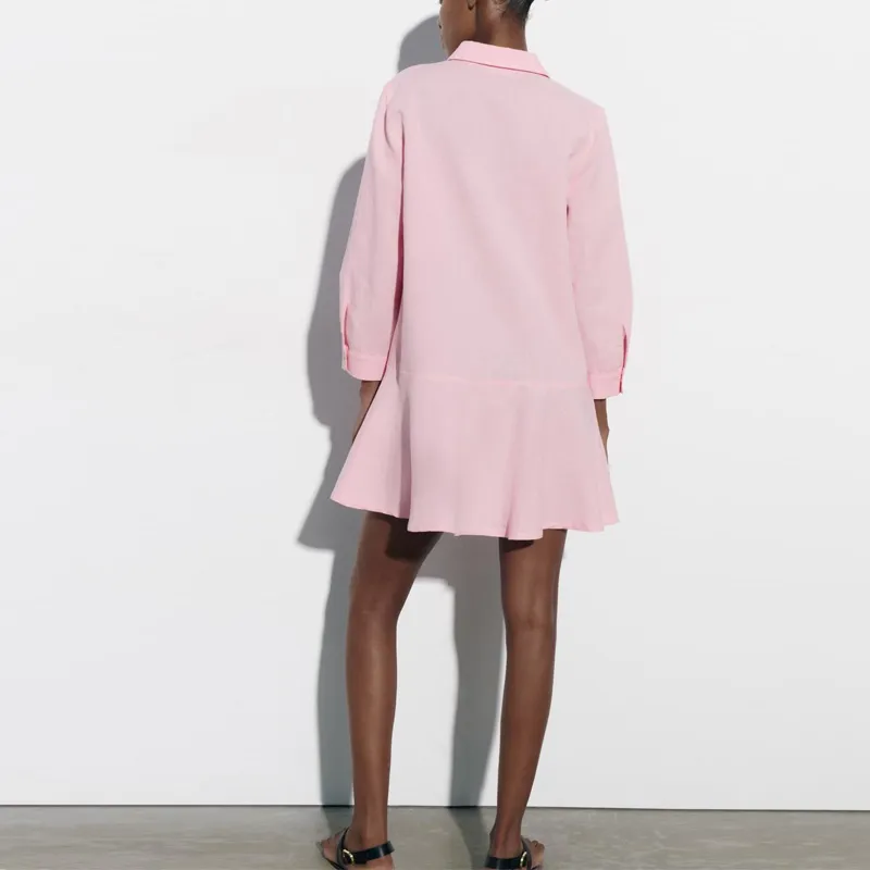 ZARA Long-Sleeved Dresses Women's Pink-2