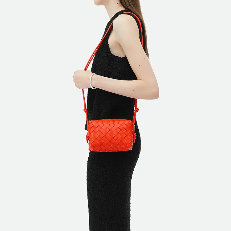 Bottega Veneta LOOP Sheepskin Crossbody Bag Shoulder Bag Women's Orange-4