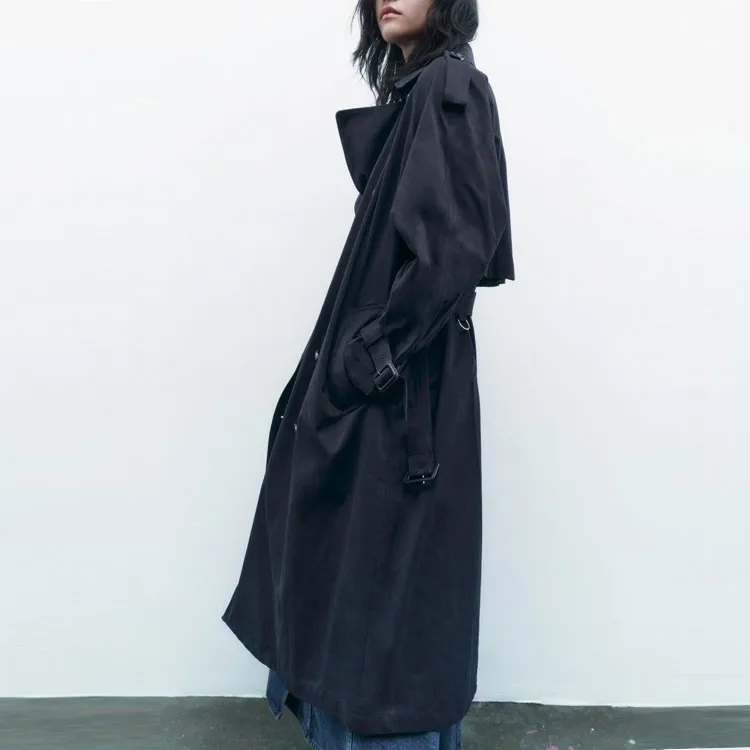 ZARA Trench Coats Women's Sea Blue-3
