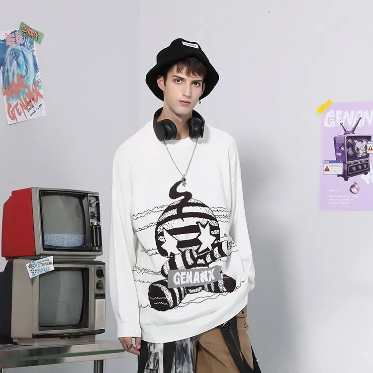 GENANX Sweaters Unisex White-2