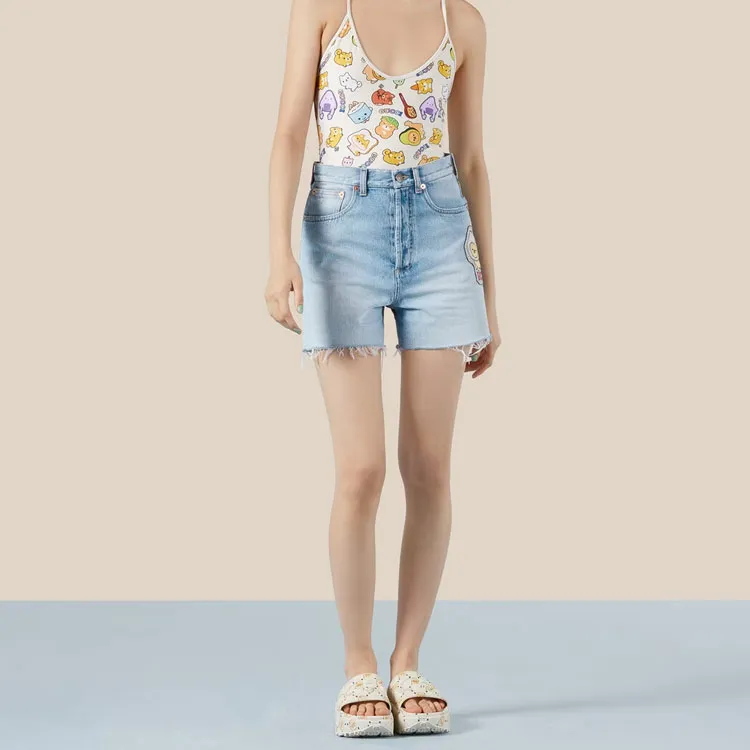 GUCCI Casual Shorts Women's Light Blue-2