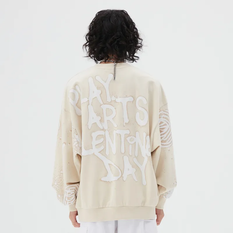 Thankque x Pazcat Crew Neck Loose Fit Sweatshirt Unisex-3