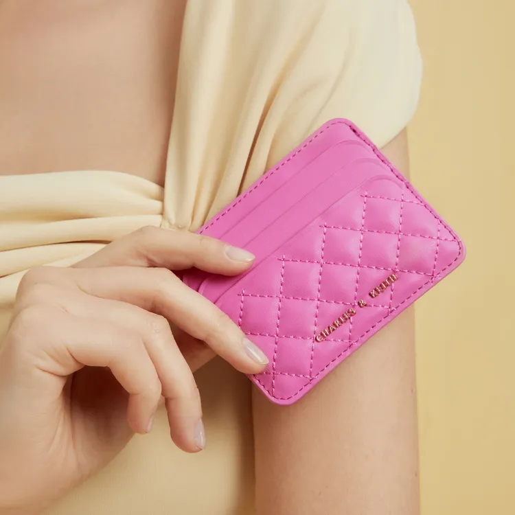 CHARLES&KEITH PU Leather Card Holder Mini Women's Black/Pink/Mint Green-7