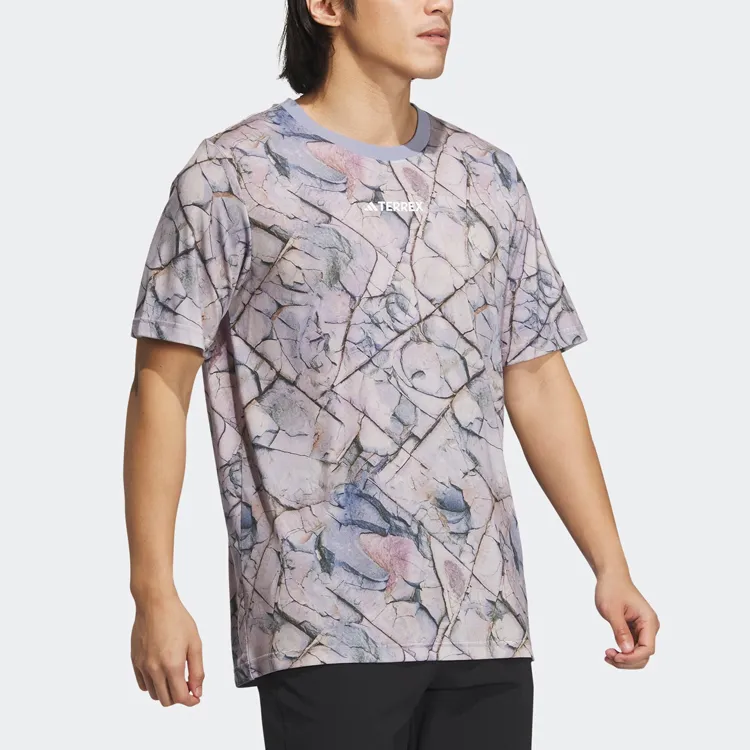 Adidas T Shirts Unisex Silver Gray Violet-4