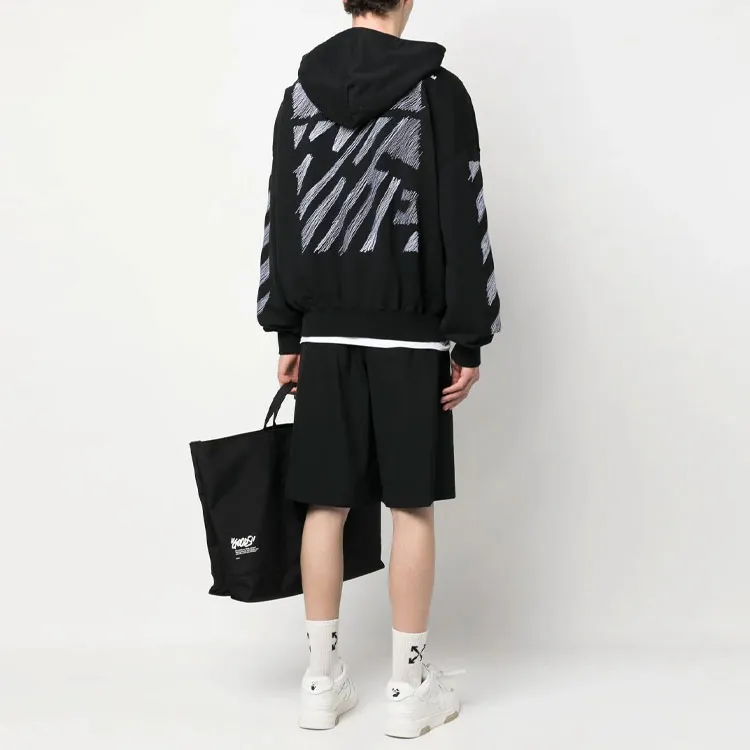 OFF WHITE Scribble Diag print Cotton Hoodie-3