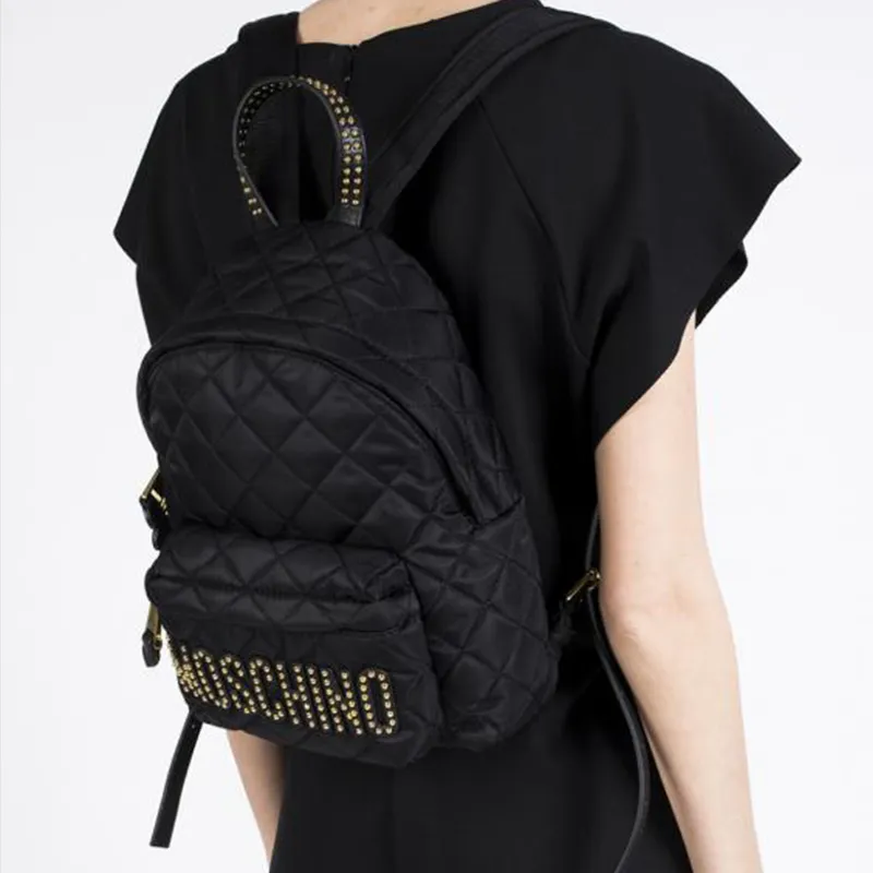 MOSCHINO Polyamide With Leather Backpack Unisex Black-3