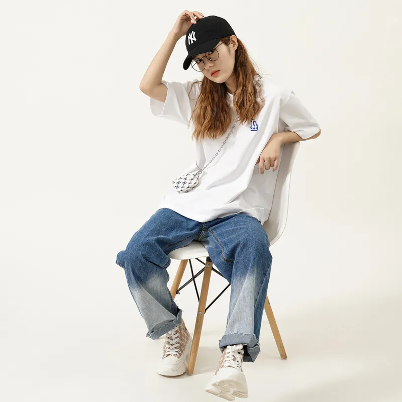 MLB Drop Shoulder Sleeve T Shirt Unisex White-2
