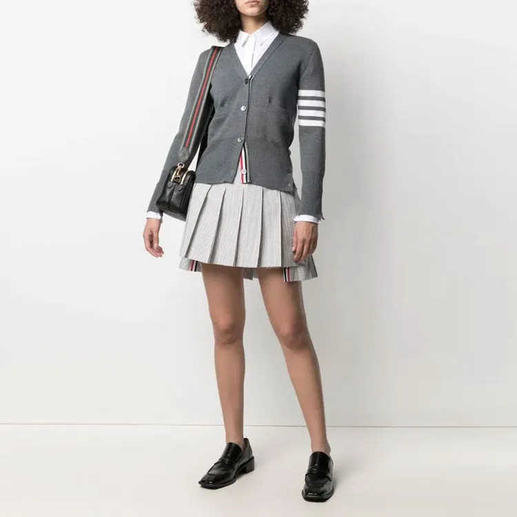 THOM BROWNE Rwb Striped Pleated Skirt-1