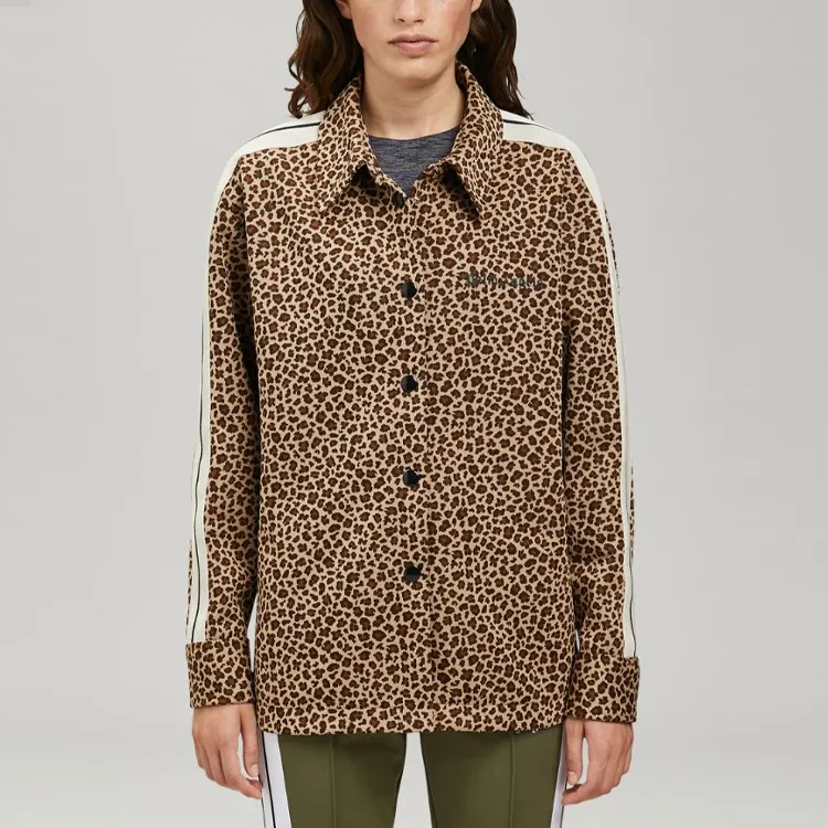 PALM ANGELS Women'ss Button Up Track Jacket Leaopard Print Brown/Black/Off White-2