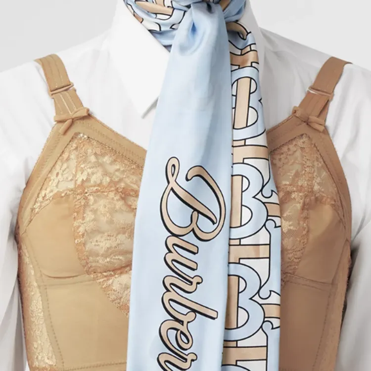 Burberry Silk Scarves Women's Light Blue-1