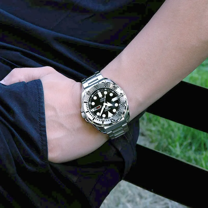 SEIKO Automatic Mechanical Movement Stainless Steel Strap Watch 44.3mm Men's Watches Black Dial SRP599J1-3