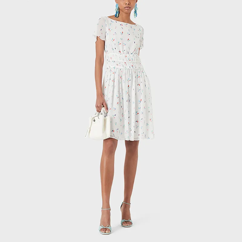 EMPORIO ARMANI Short Sleeved Dresses Women's White-1