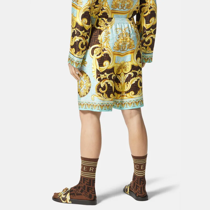 Fendi Fendace Baroque Silk Shorts-3