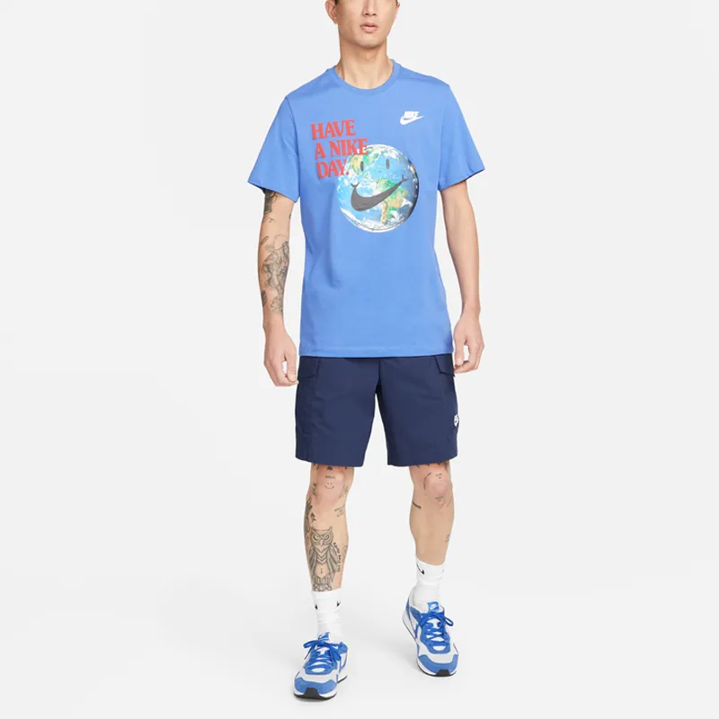 Nike T Shirts Men Light Racing Blue-2