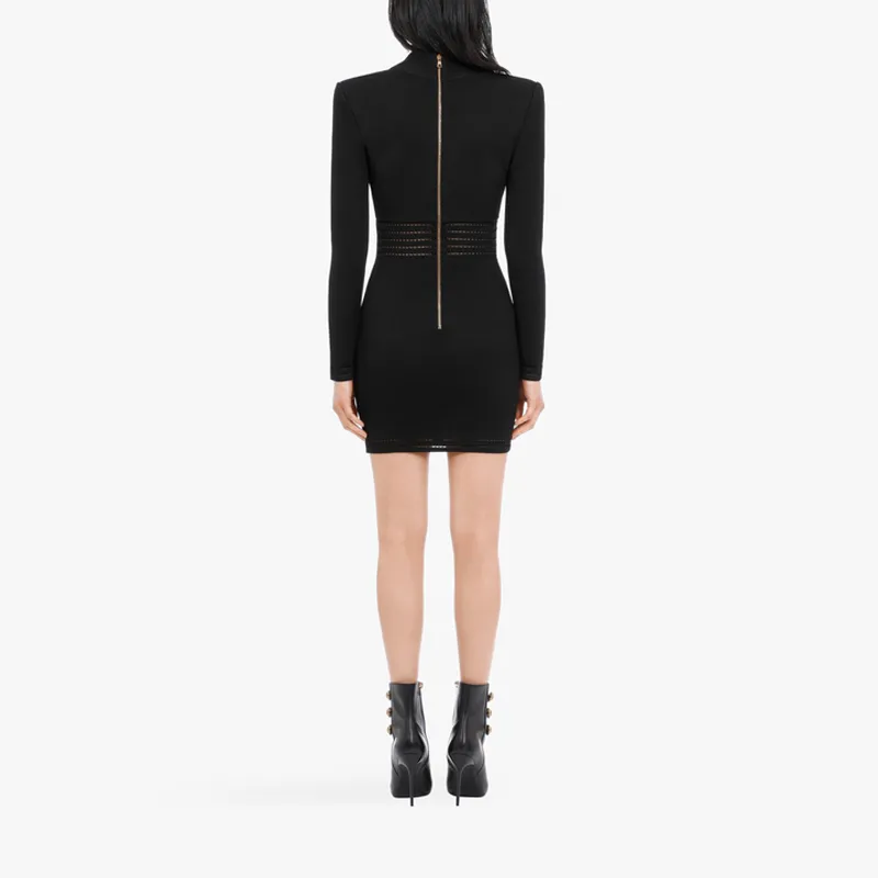 BALMAIN Long-Sleeved Dresses Women's Black-3