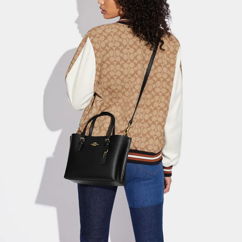 COACH Cow Leather Tote Bag, Shopping Bag, Shoulder Bag, Crossbody Bag, Handbag Medium Size Women's Black-6