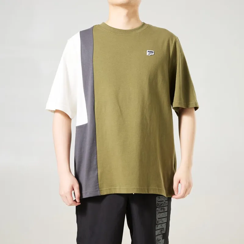 PUMA Drop Shoulder Sleeve T Shirt Unisex Olive Green-3