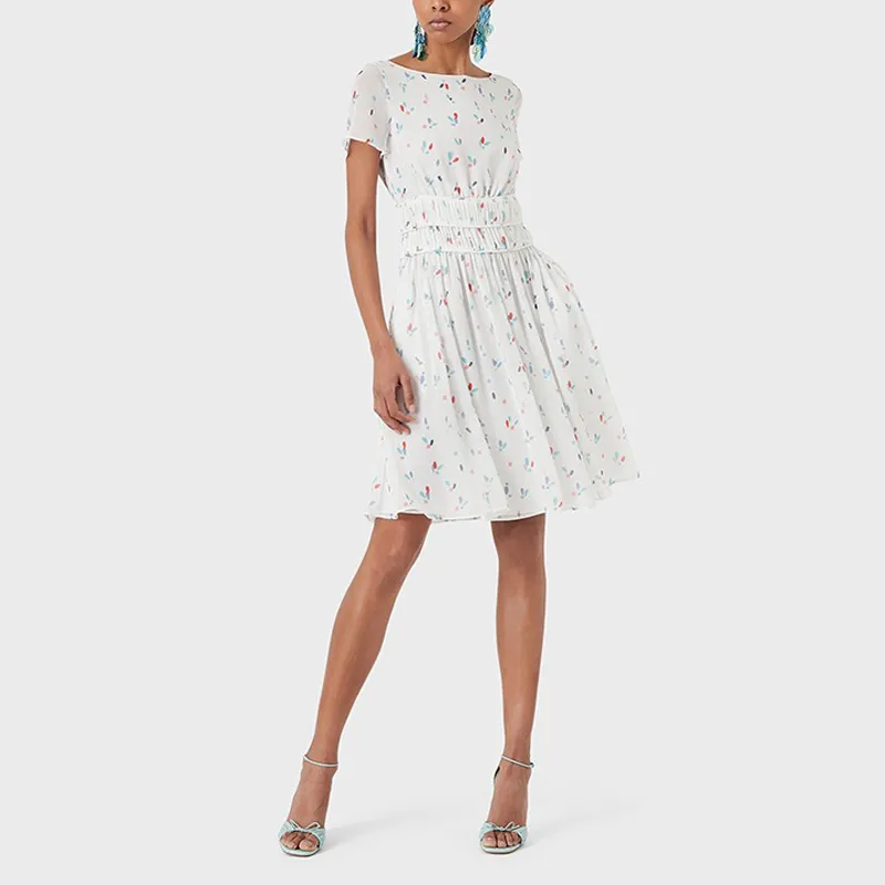 EMPORIO ARMANI Short Sleeved Dresses Women's White-3