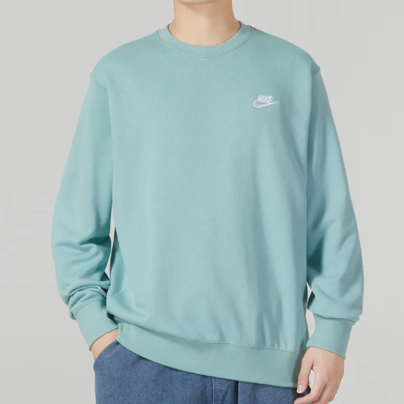 Nike Men's Logo Knit Crewneck Pullover Sweatshirt Blue-1