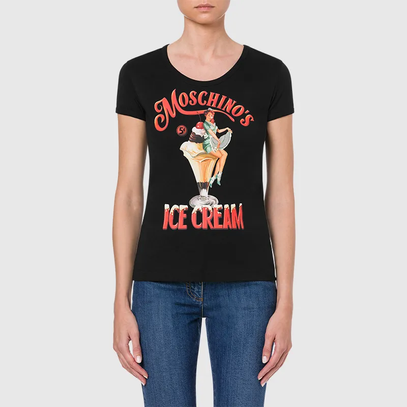 MOSCHINO Logo Printed Crewneck T Shirt-1