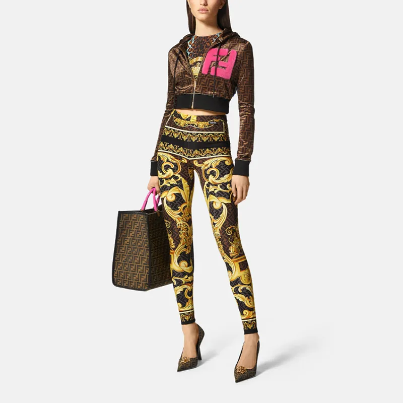 Fendi Fendace Baroque Leggings Gold-1