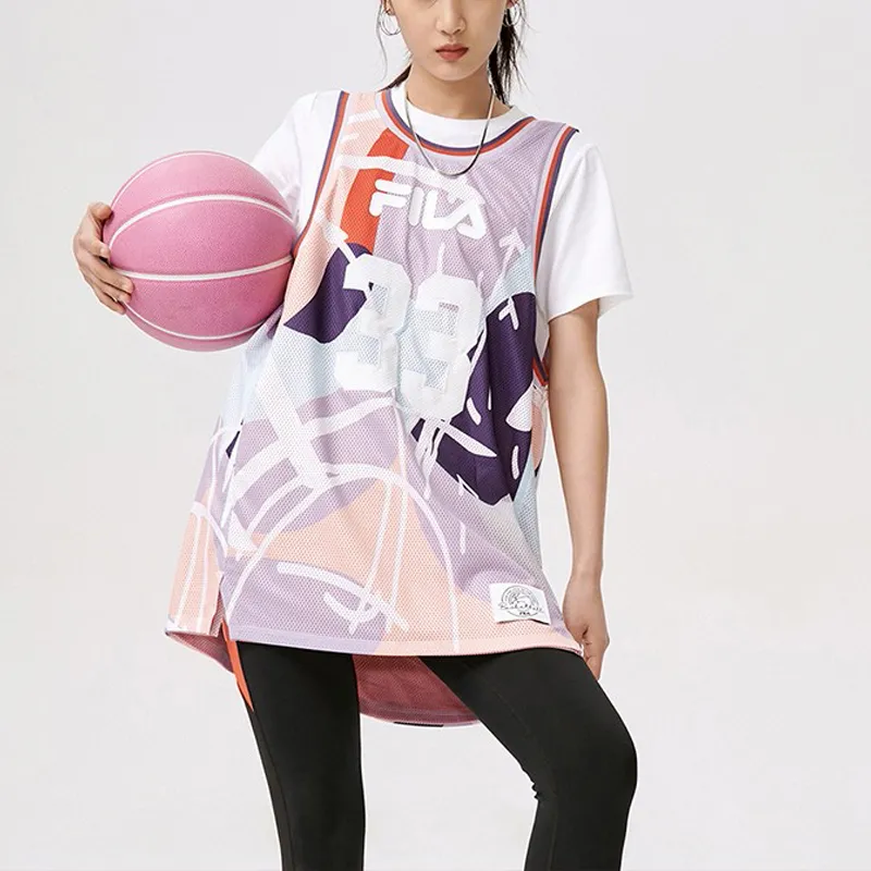 FILA FUSION Sleeveless Sports Shirts Women's Orange Purple-6