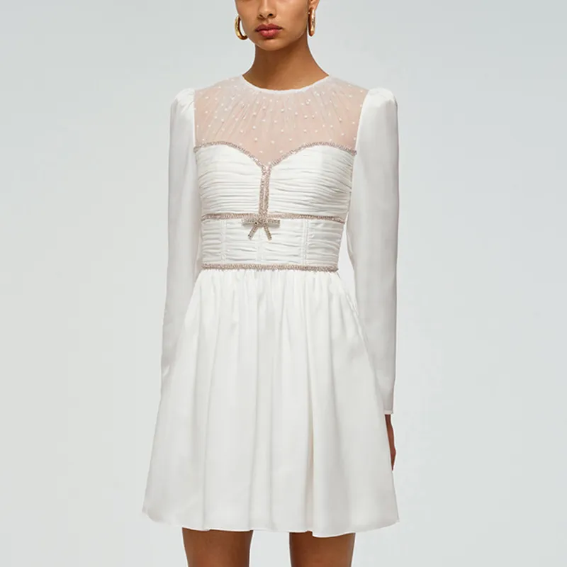 Self portrait Long Sleeved Dresses Women's White-2