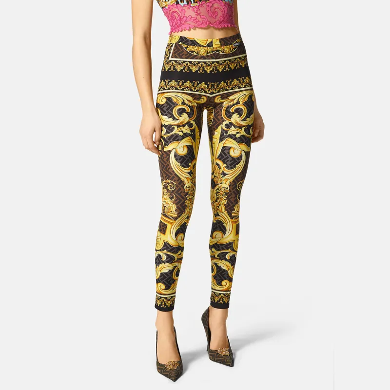 Fendi Fendace Baroque Leggings Gold-2