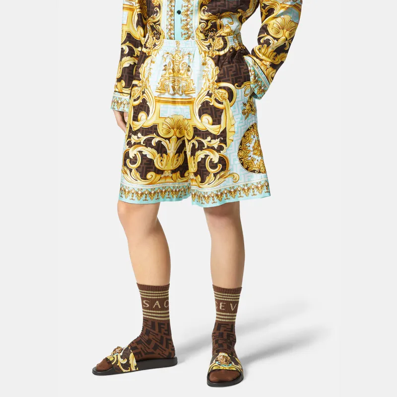 Fendi Fendace Baroque Silk Shorts-2