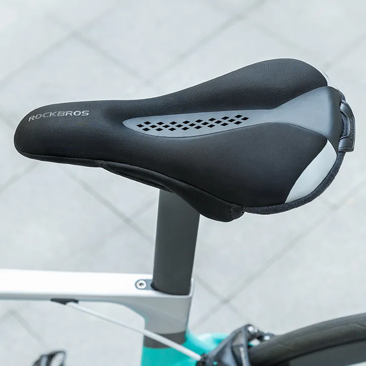 ROCKBROS Cycling Gear Bike Seat Cushion Unisex Memory Foam, Liquid Silicone Black-2