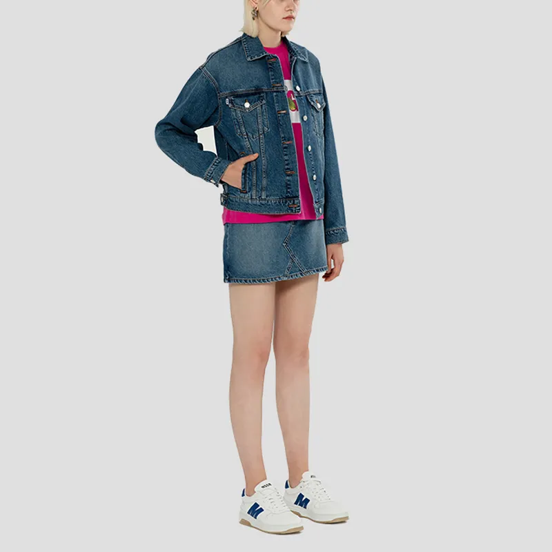 MSGM Logo Printed Denim Mini Skirt-6