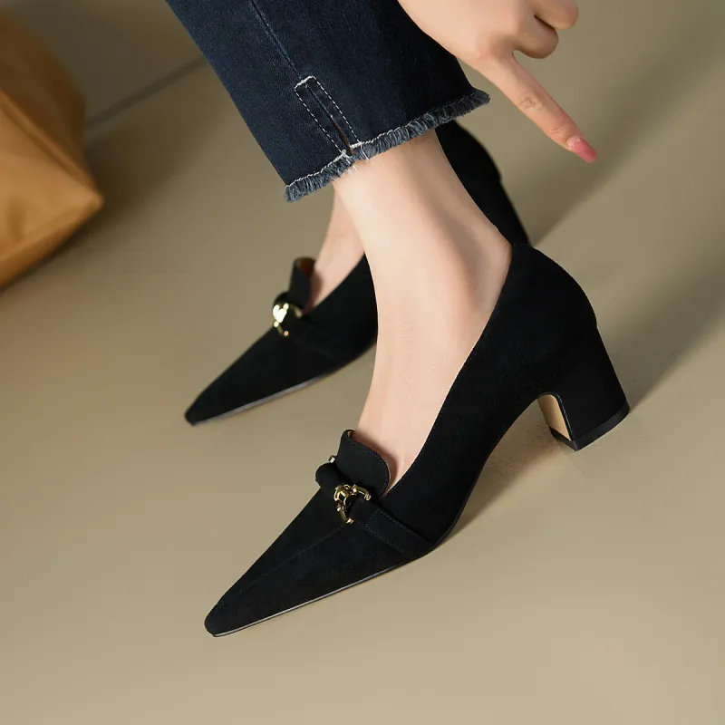MARINO FABIANI Chunky Heel High Heels 5cm Women's Black-2