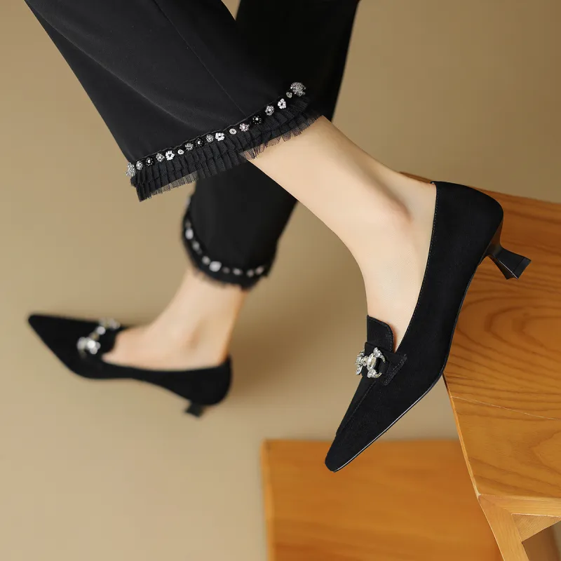 MARINO FABIANI Chunky Heel High Heels 4cm Women's Black-2