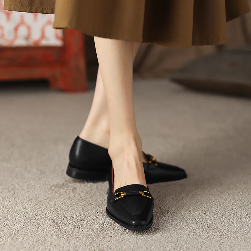 F·LOVES·f Square Toe Slip-on Women's Black-4