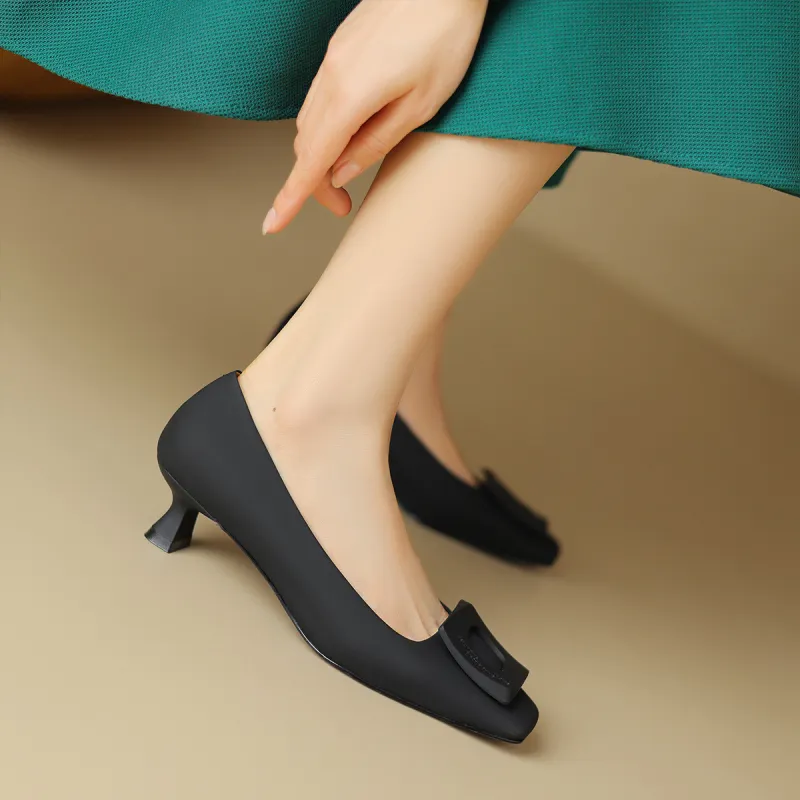 MARINO FABIANI Chunky Heel High Heels 4cm Women's Black-3
