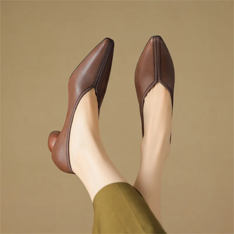 MARINO FABIANI Chunky Heel High Heels 7cm Women's Brown-3