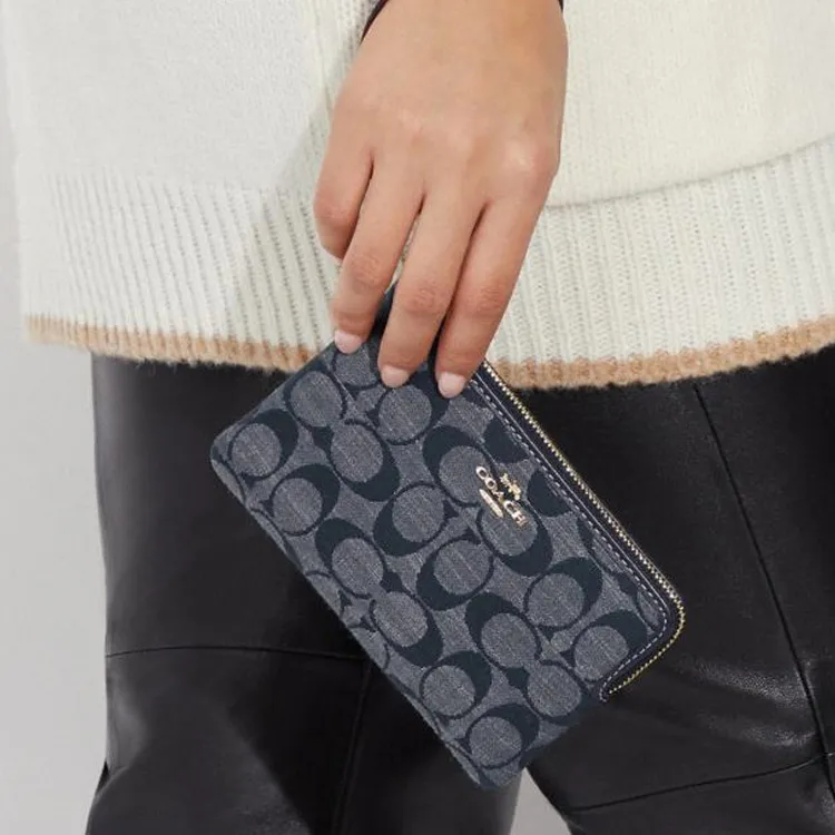 COACH Nolita Fabric Wrist Bags Clutches Small Size Women's Denim Blue-5