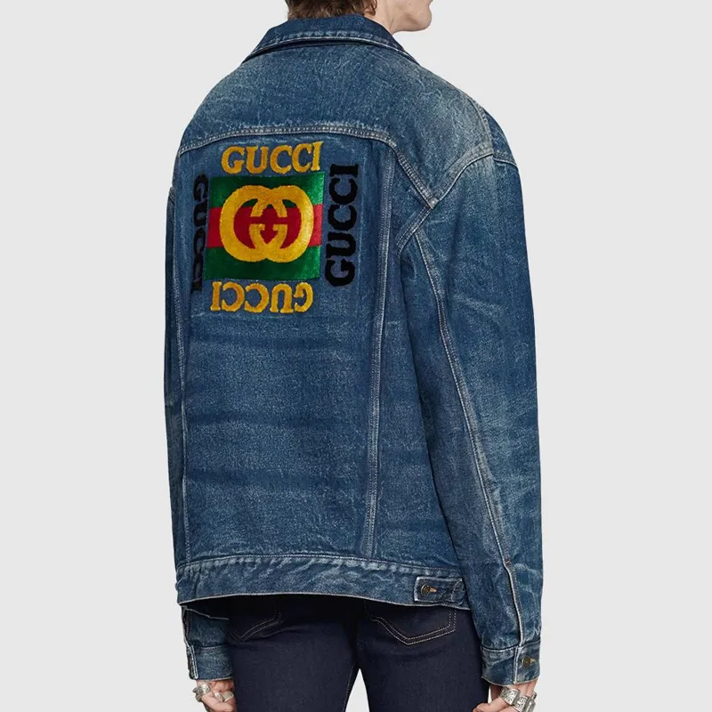 GUCCI Patch Detail Oversized Denim Jacket-3