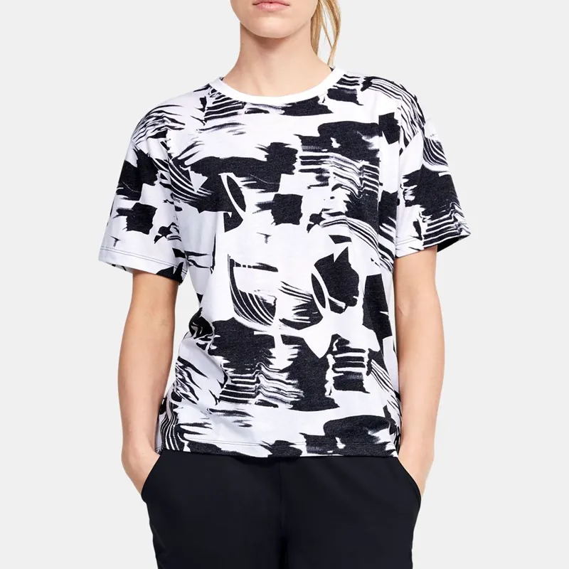 Under Armour T Shirt Women's Black And White Print-2