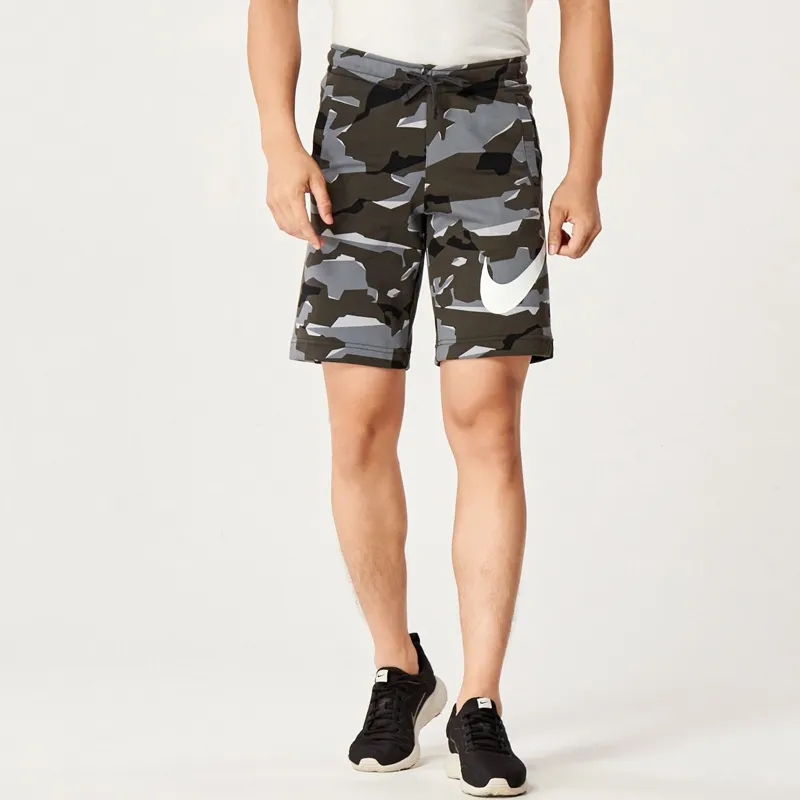 Nike Large Logo Print Drawstring Shorts Grey Camo-2