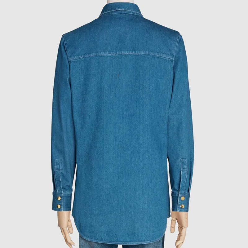 GUCCI Web detail Long sleeve Denim Shirt-1