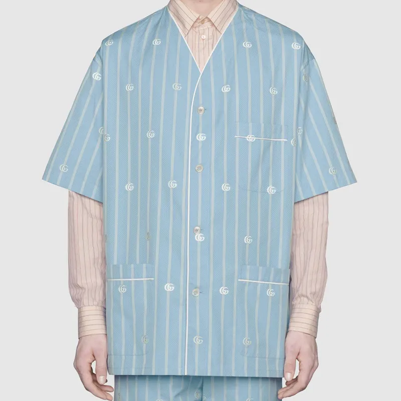GUCCI Shirts Men Blue-1
