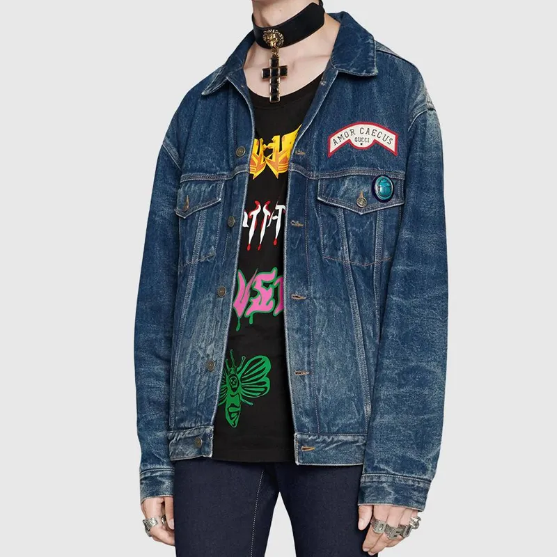 GUCCI Patch Detail Oversized Denim Jacket-4