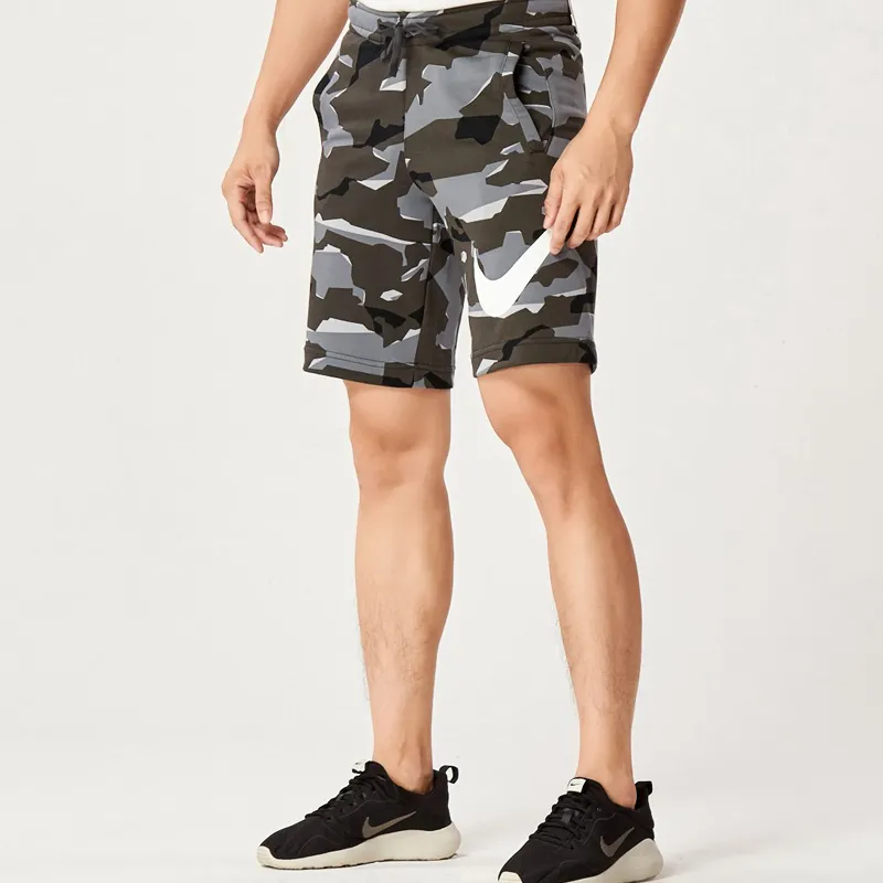 Nike Large Logo Print Drawstring Shorts Grey Camo-3