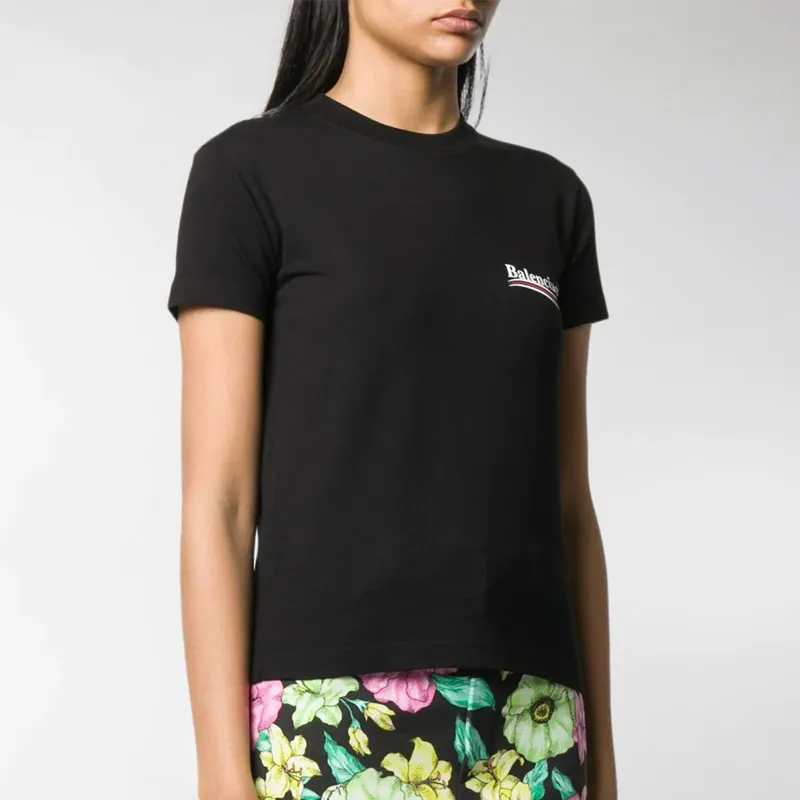Balenciaga Women's Political Campaign Small Fit T Shirt Black-2