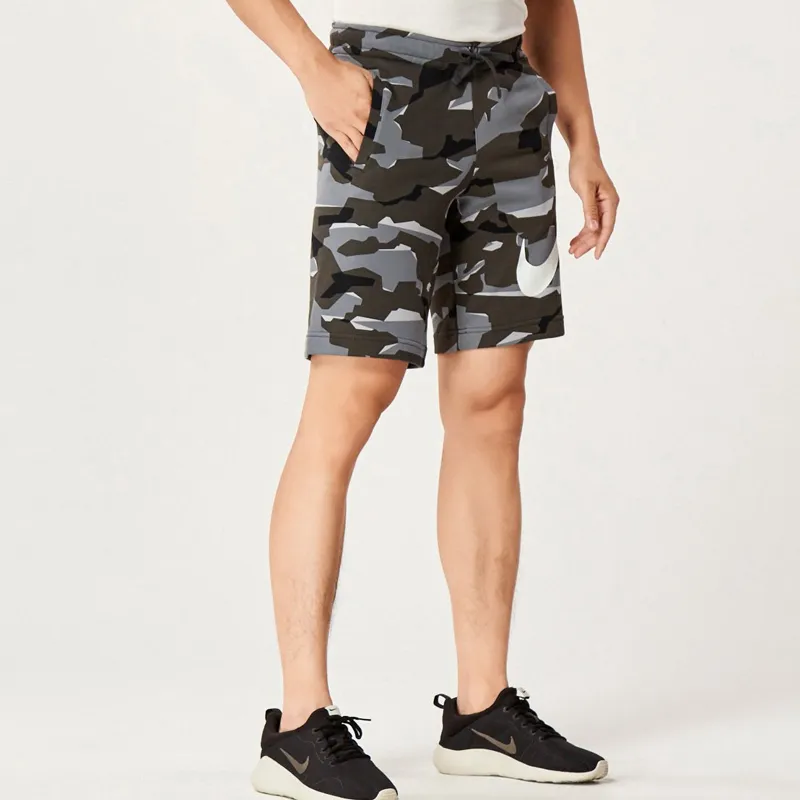 Nike Large Logo Print Drawstring Shorts Grey Camo-4
